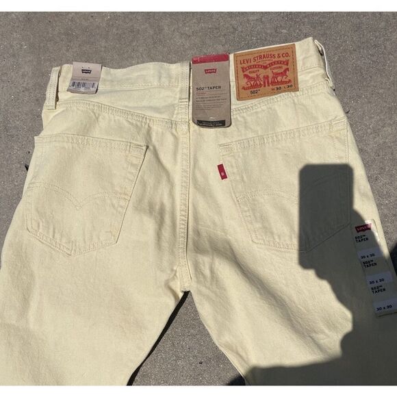 Levi's 502 Pants Men's 30x30 Yellow Denim Jeans Reg Tapered Yellow NEW! TAGS - Picture 2 of 16